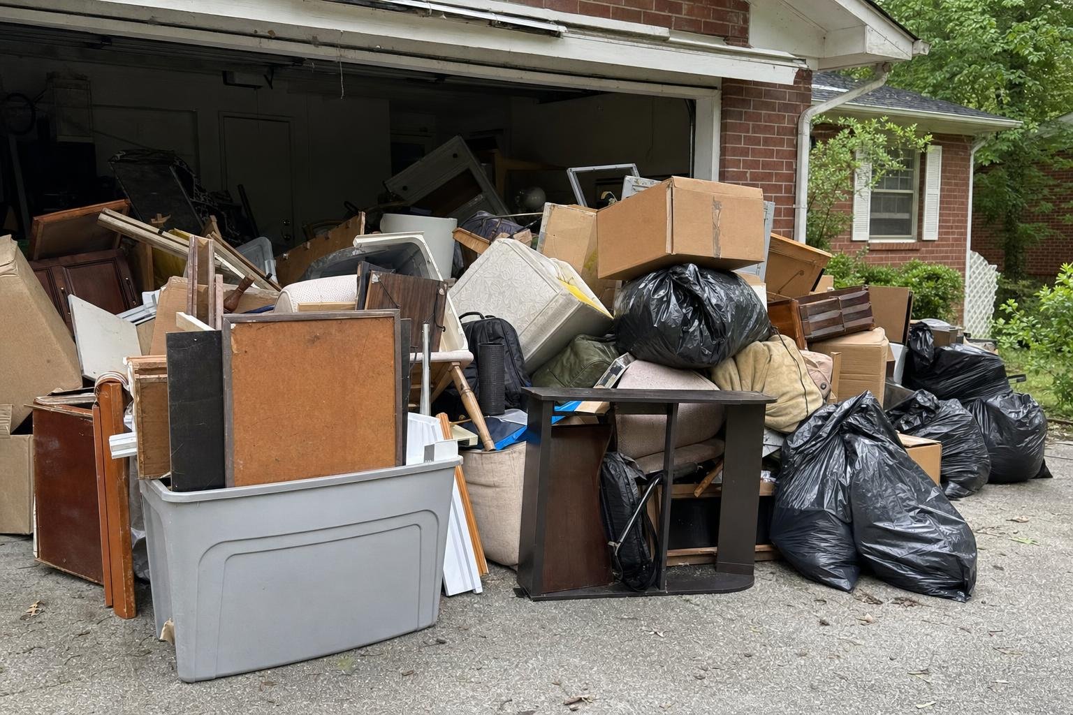 Stock photo of construction debris removal work